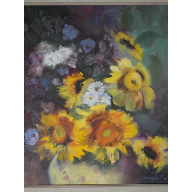 Pair of Oil on Canvas of Still Life Sunflowers - Signed For Sale In Philadelphia - Image 6 of 17