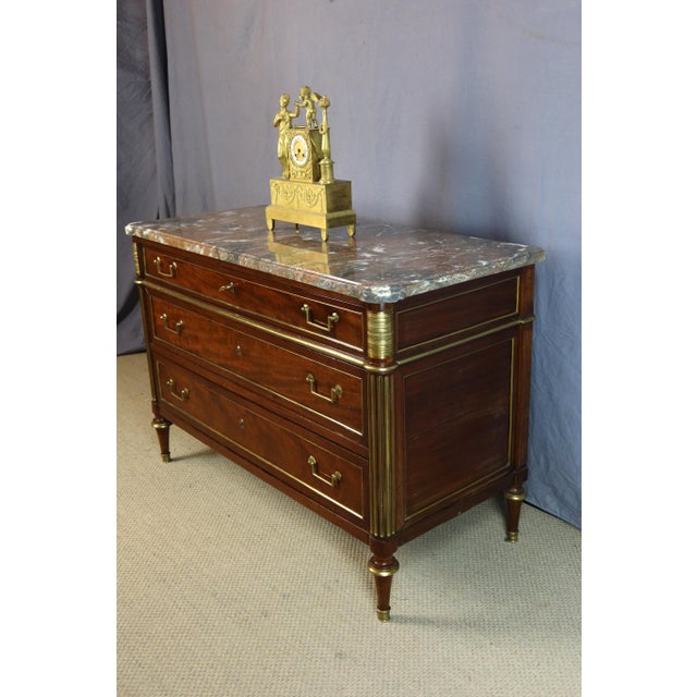 Louis XVI Tan Commode with Marble Top For Sale - Image 6 of 12