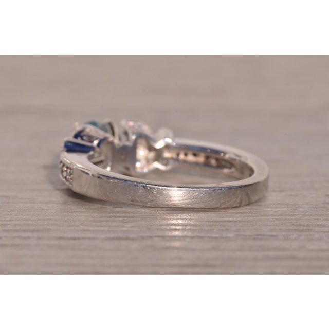 The Sarlat: Aquamarine Engagement Ring with Natural Diamonds in Platinum For Sale In Philadelphia - Image 6 of 11