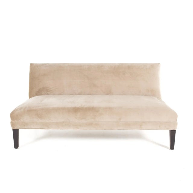 Mitchell Gold and Bob Williams Gray Velour Armless Sofa This loveseat measures: 68 wide x 35 deep x 33 inches high, with a...