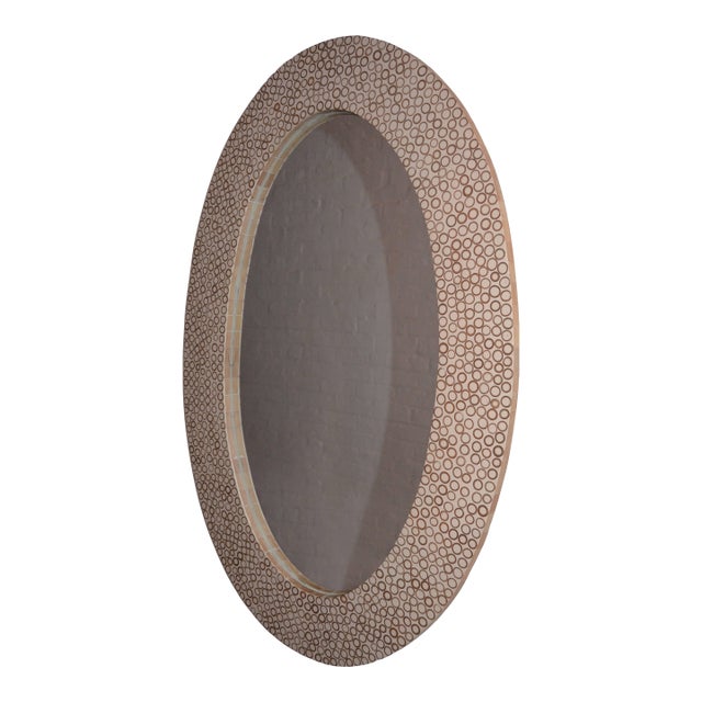 Andrianna Shamaris Bamboo Inlay Oval Mirror For Sale