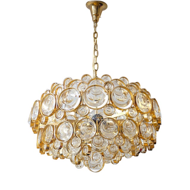 Bubbles Chandelier in Crystal and Gilt Brass by Gaetano Sciolari, 1960s For Sale