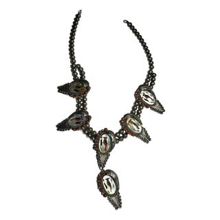1980s Zuni Inlay Cardinal Station Necklace For Sale