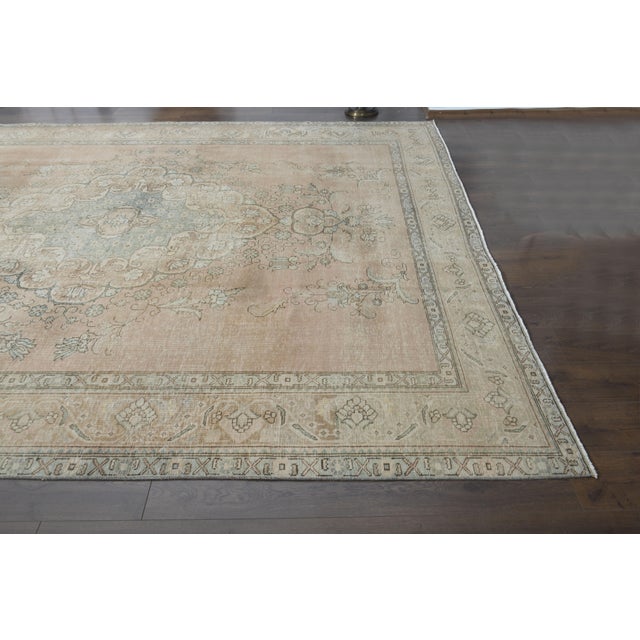 1970s Vintage Persian Handmade Wool Cotton Orange Area Rug For Sale - Image 9 of 11