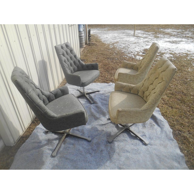 Mid 20th Century Vintage 1960-70's MCM Tufted Swivel Dining Chairs- Set of Four For Sale - Image 5 of 9