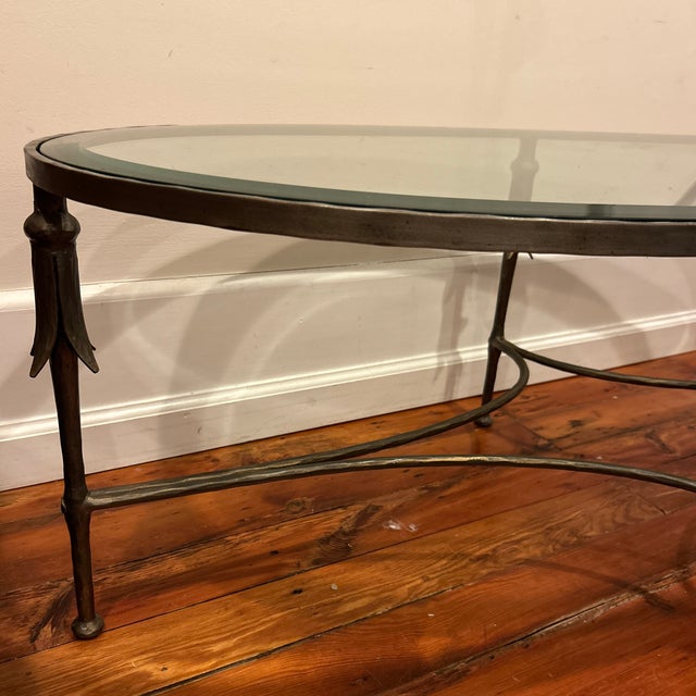 Late 20th Century Vintage Heavy Hand Forged Metal and Glass Coffee Table in the Style of Dennis and Leen For Sale - Image 5 of 12