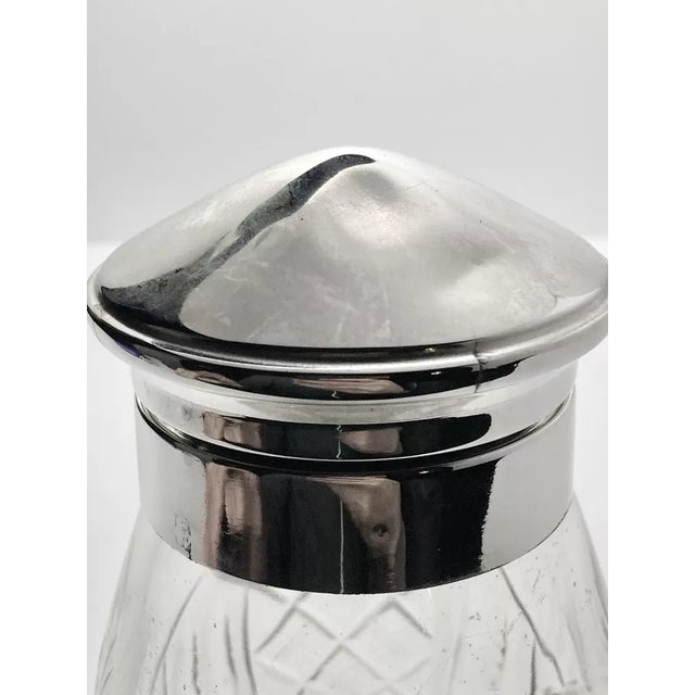 1970s 1970s English Cut Glass & Stainless Top Tea Caddy Holder For Sale - Image 5 of 7