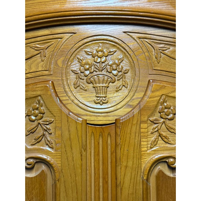 1990s Henredon “Four Centuries” Carved Oak Armoire For Sale - Image 9 of 12