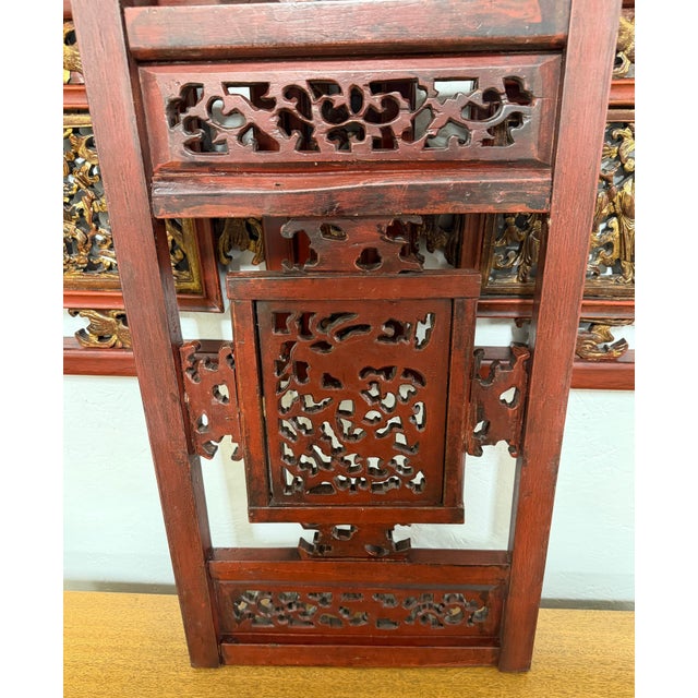Pair of Chinese Gilt & Lacquered Openwork Figural Architectural Panels, 20th C. For Sale - Image 10 of 12