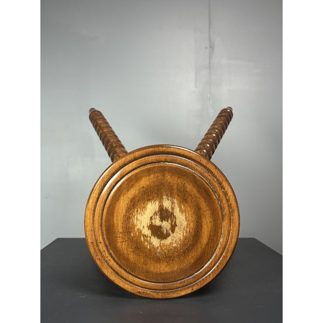 Wood Mid-Century Bobbin Wood Turned French Farm House Stool, France, 1960s For Sale - Image 7 of 15
