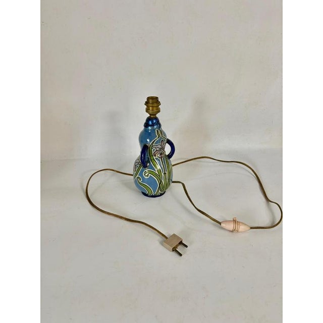 1970s Small Art Nouveau Lamp in Glazed Ceramic, 1970s For Sale - Image 5 of 13