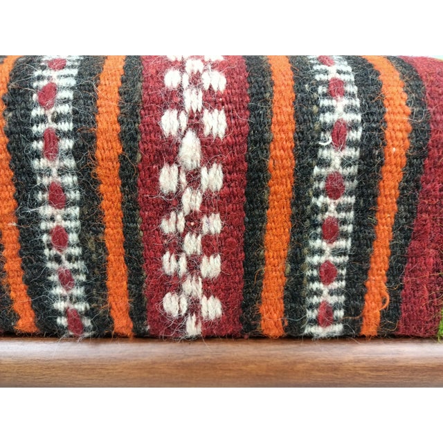 French Country Handmade Boho Kilim Upholstered Bench For Sale - Image 3 of 10