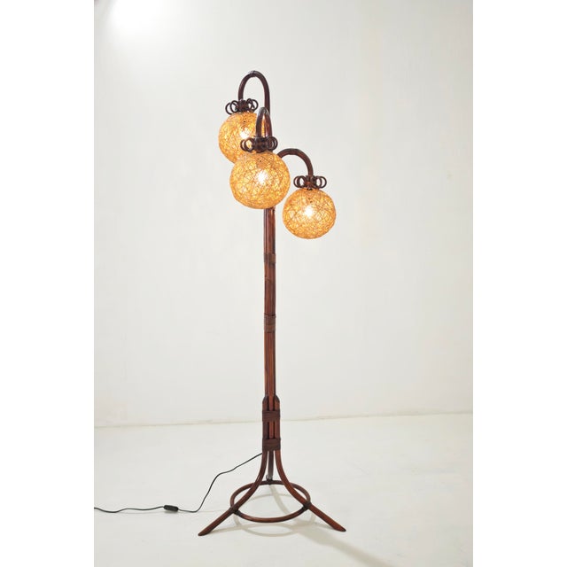 Wood Mid-Century Modern Floor Lamp in Bamboo, Rattan and Rope, Italy, 1960s For Sale - Image 7 of 18
