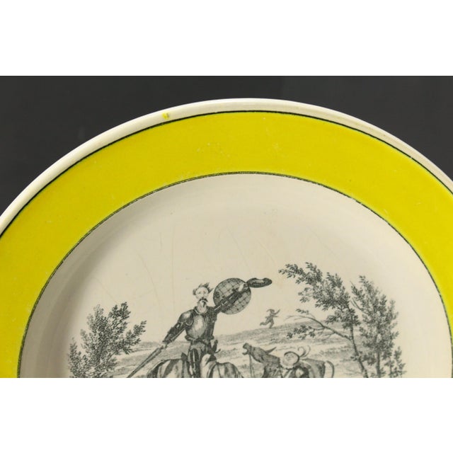 Illustration Mid. 19th C. Pair Creil Montreau Faience Creamware Plates - Don Quixote Scenes, France For Sale - Image 3 of 18