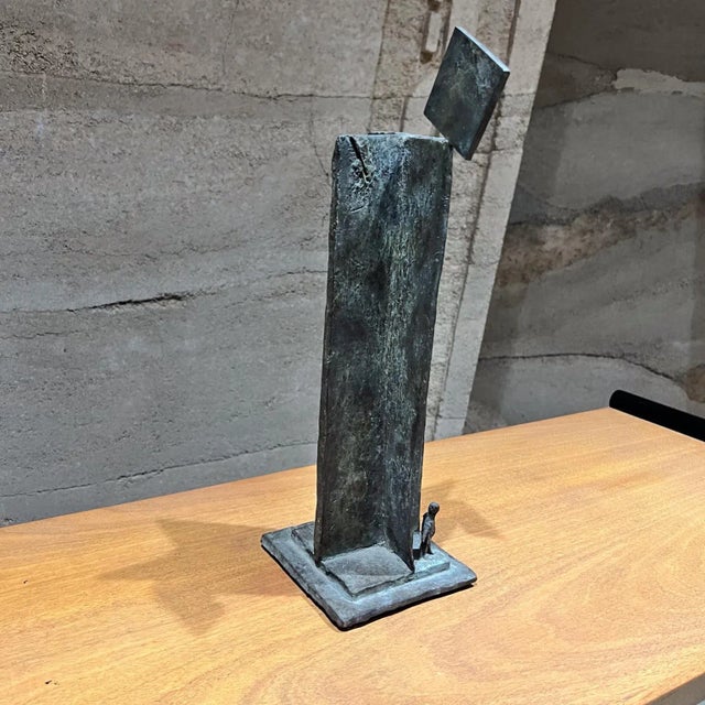 Abstract Expressionism 1970s Bronze Sculpture Architectural Monument and Figure For Sale - Image 3 of 9