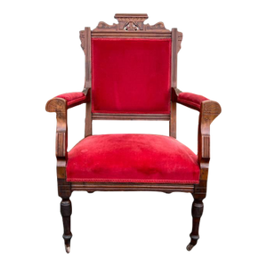 Early 20th Century Antique Victorian Eastlake Style Parlor Open Armchair