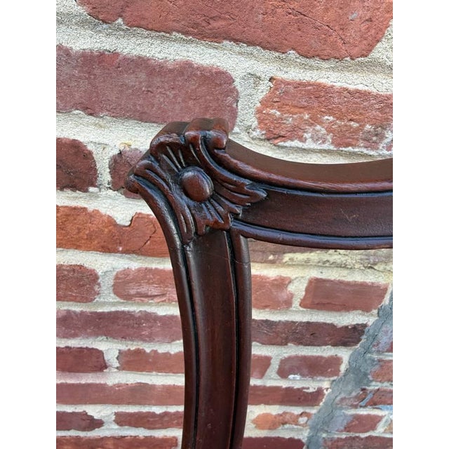 Antique Chippendale Style Mahogany Leather Seat Dining Side Chairs For Sale - Image 4 of 17