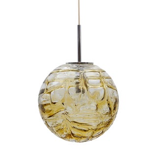 Large Yellow Murano Glass Ball Pendant Lamp by Doria, Germany, 1960s For Sale