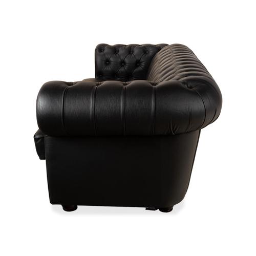 Chesterfield Three-Seater Black Sofa in Leather For Sale - Image 10 of 11