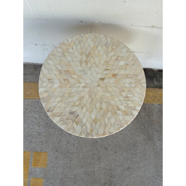 Mother of Pearl Round Accent Table For Sale - Image 4 of 4