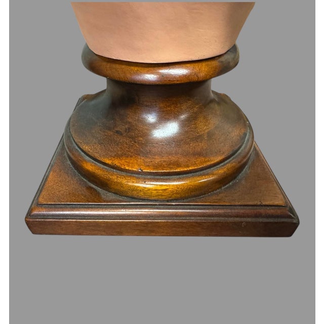 Vintage Terracotta Statue Sculpture Bust of a Maiden on a Walnut Base For Sale - Image 9 of 10