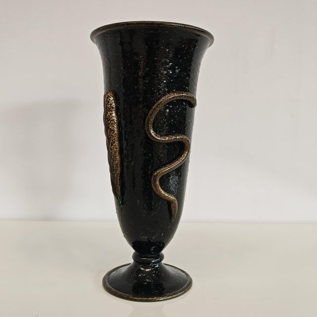 Artistic Murano Glass Vase, Snake Decoration, Pulegoso Napoleone Martinuzzi for Venini 1930s by Napoleone Martinuzzi For Sale - Image 11 of 18
