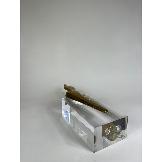 Mid 20th Century Modernist Figurative Bronze Sculpture on Lucite by Ben Shalom For Sale - Image 9 of 11