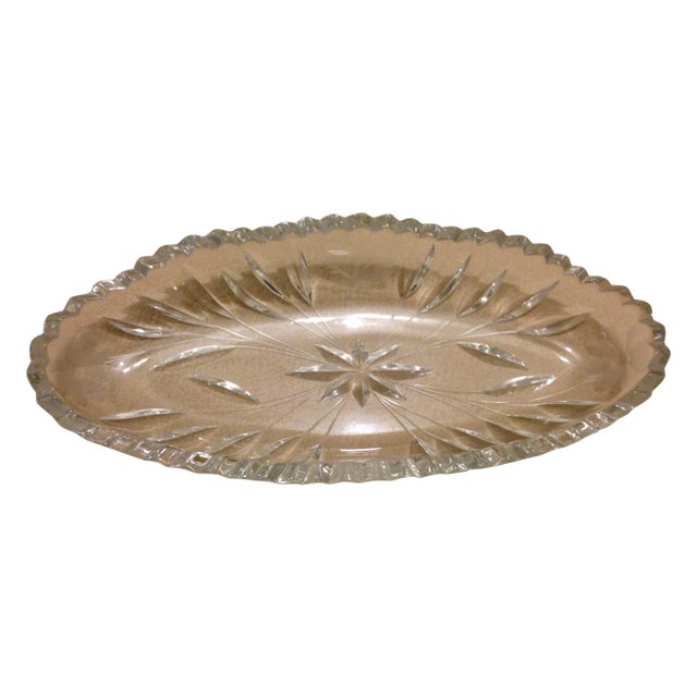 Vintage ABP Pressed Glass Celery Saw Tooth Dish For Sale