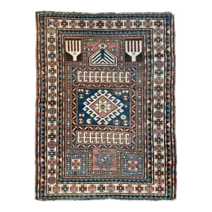 Antique Caucasian Prayer Rug with Hands 3.4 x 4.10