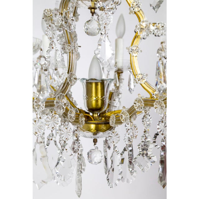 Mid 20th Century 7-Light Multi-Crystal Maria Theresa Chandelier For Sale - Image 4 of 13