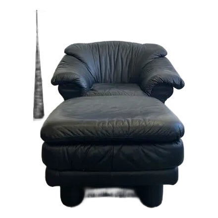 Postmodern Italian Black Lounge Chair & Ottoman For Sale