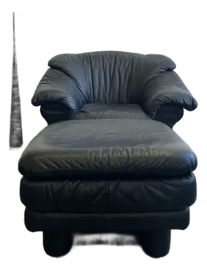 Postmodern Italian Black Lounge Chair & Ottoman