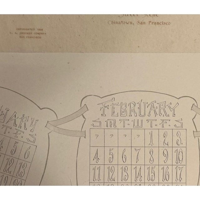 Early 20th Century Antique 1900 H.S. Crocker Chinatown San Francisco Calendar Print Michaan's Prov For Sale - Image 5 of 8