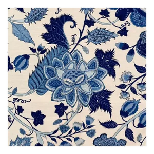 Designer Thibaut Blue & Cream "Dorchester" Botanical Floral Jacobean Leaf Fabric Sample