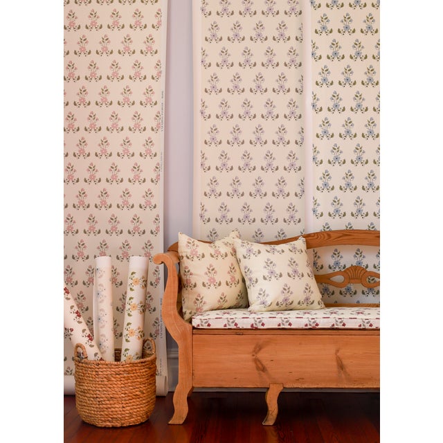 French Provincial A Pair of Lauren Servati Textiles, Mirabelle // Azure Pillows, 20"x20" For Sale - Image 3 of 3