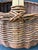 American Large Antique Hand Woven Willow Gathering Basket Branch Handle For Sale - Image 3 of 17