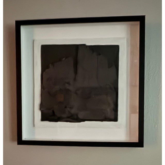Mid-Century Abstract Mixed Media Painting in Black & White, Framed, 19.25” Square For Sale - Image 4 of 12