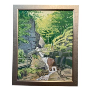 White Mountains New Hampshire Oil on Board by Gaines For Sale