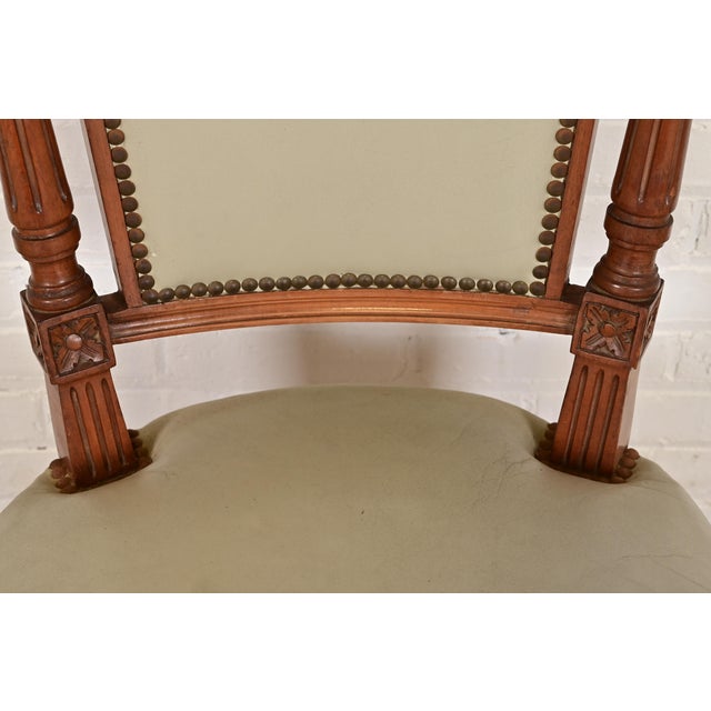 Wood Baker Furniture Style French Regency Louis XVI Carved Walnut Side Chairs or Dining Chairs, Pair For Sale - Image 7 of 13