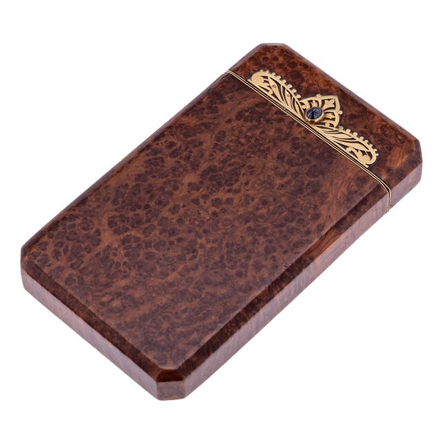 French 18 Karat Gold and Burr Walnut Cigarette Case from Mappin & Webb, 1890s For Sale