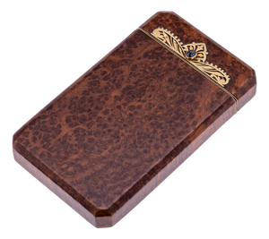 French 18 Karat Gold and Burr Walnut Cigarette Case from Mappin & Webb, 1890s