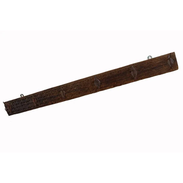 Black Antique Wood Handcarved Wall Coat Rack, 1890s For Sale - Image 8 of 13