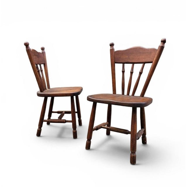 Victorian Oak Children's Stick Back Chairs, 1960s, Set of 2 For Sale - Image 15 of 15
