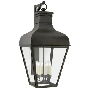 Chapman & Myers for Visual Comfort Signature Fremont Grande Bracketed Wall Lantern in French Rust with Clear Glass