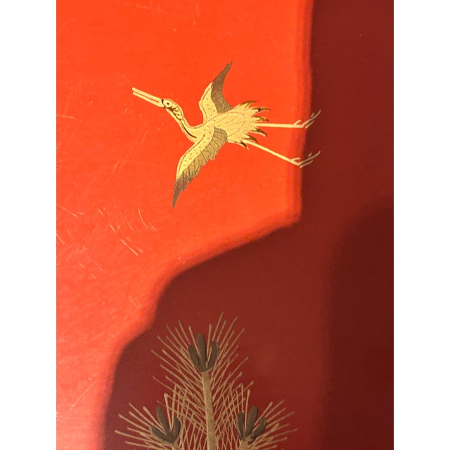 Vintage Japanese Hand-Painted Lacquer Tea Tray For Sale In Savannah - Image 6 of 12