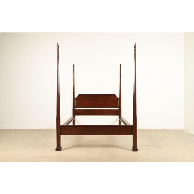 Harden Georgian Carved Solid Cherry Wood Queen Size Poster Bed For Sale - Image 11 of 11