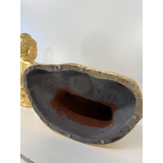 Southeast Asian Artist, Buddha Sculptures, 20th Century, Gilt Terracotta, Set of 2 For Sale - Image 13 of 14