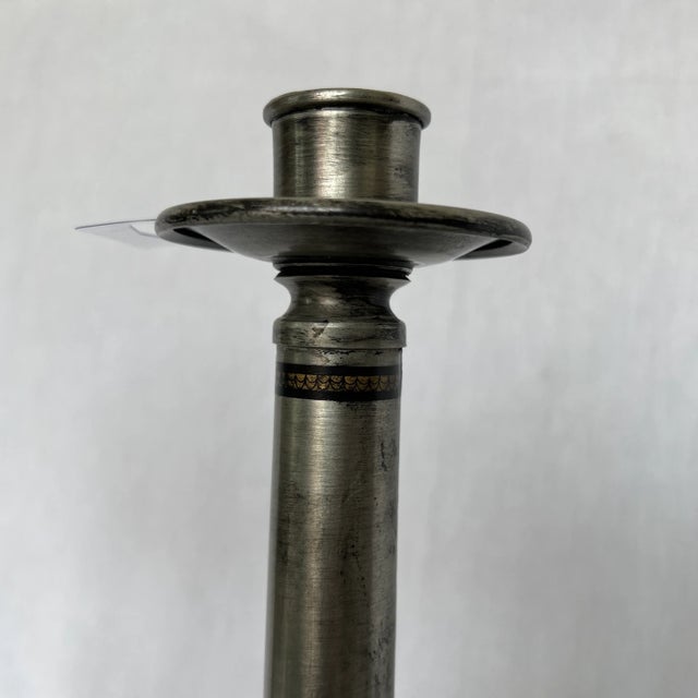 1990s 1990s Italian Pewter Candle Holder - Set of 3 For Sale - Image 5 of 10