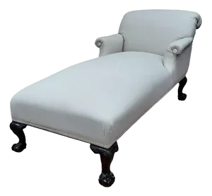 Late 19th Century George II Revival Mahogany Chaise Longue in Belgian Linen