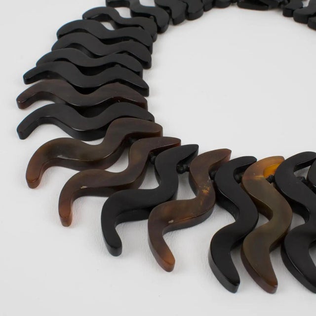 Monies Oversized Faux-Horn Resin Bib Choker Necklace For Sale - Image 9 of 11